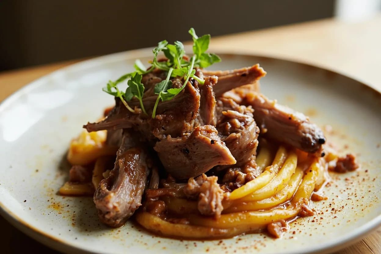 Pork Primal Cuts (Western) prepared the canonical way — Whole-hog BBQ. Shoulder (Boston butt + picnic): smoke at 225–250 °F (107–121 °C) for 12–16 hours to 203 °F (95 °C) internal, or braise 3–4 hours at 325 °F (163 °C); the collagen fully converts to gelatin above 195 °F (91 °C).
