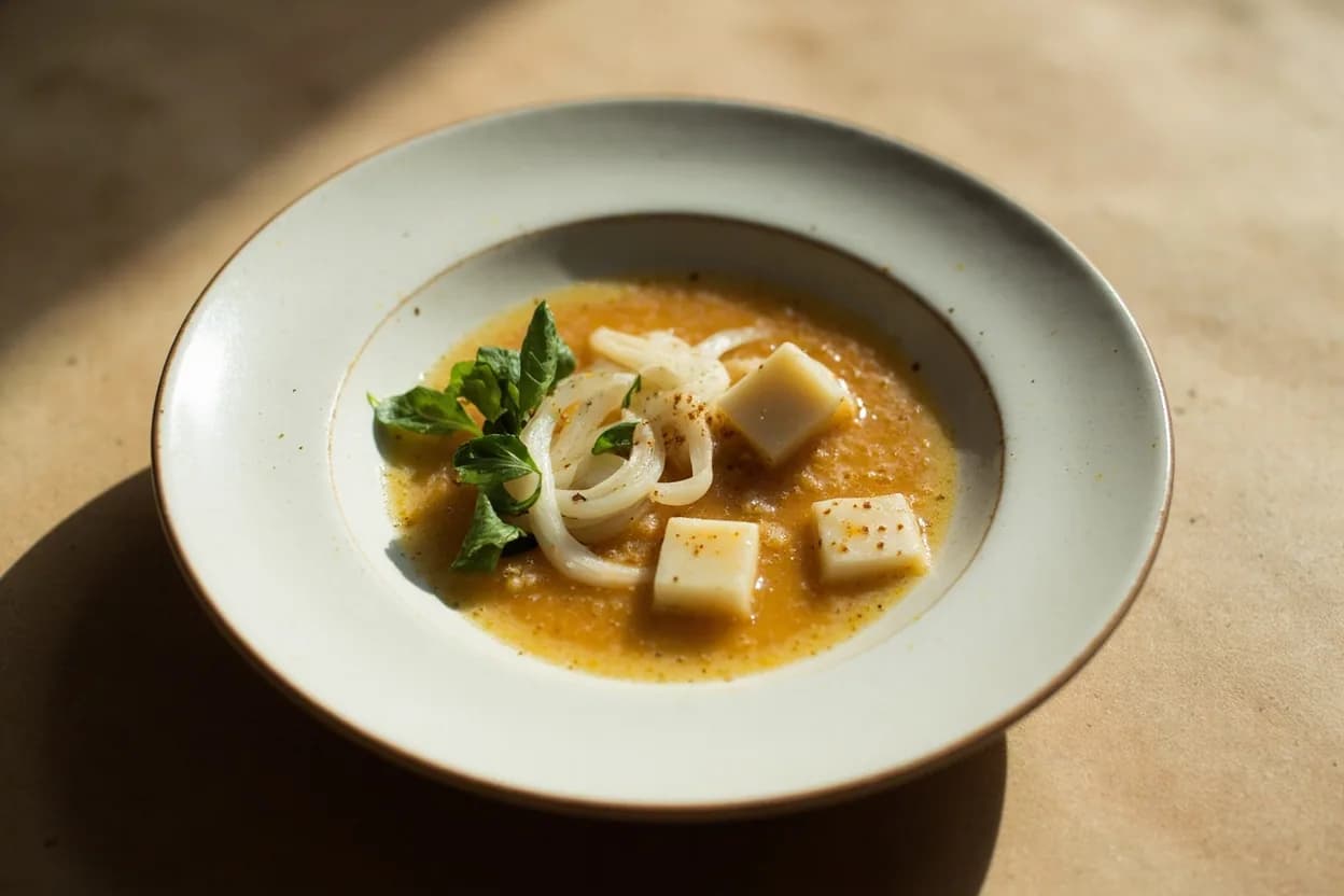 Sainome-giri (Small Dice) prepared the canonical way — Miso shiru (miso soup with tofu and wakame). Square off the vegetable by removing any curved sides to produce a neat rectangular block — trim scraps go into stock.