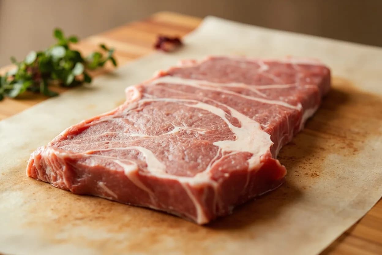 Silken Tofu — Slab vs. Cube Cut in its raw whole-cut form on a butcher's board — Silken tofu (嫩豆腐, nèn dòufu) is set with minimal coagulant and contains 85–92% water, giving it a pudding-like fragility that makes standard knife work destructive. Identifying traits: 85–92% water content; the most fragile mainstream tofu category, Set in the container — no pressing or draining, which is why it cannot be cubed with conventional pressure, Absorbs sauce through its open gel network rather than through a browned crust.