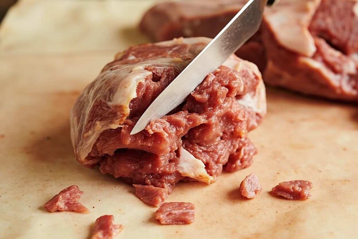 Where the suya thin-slice against grain lives on the source. Lean muscles from the hindquarter: top sirloin (the preferred Hausa cut), eye of round, or rump cap.