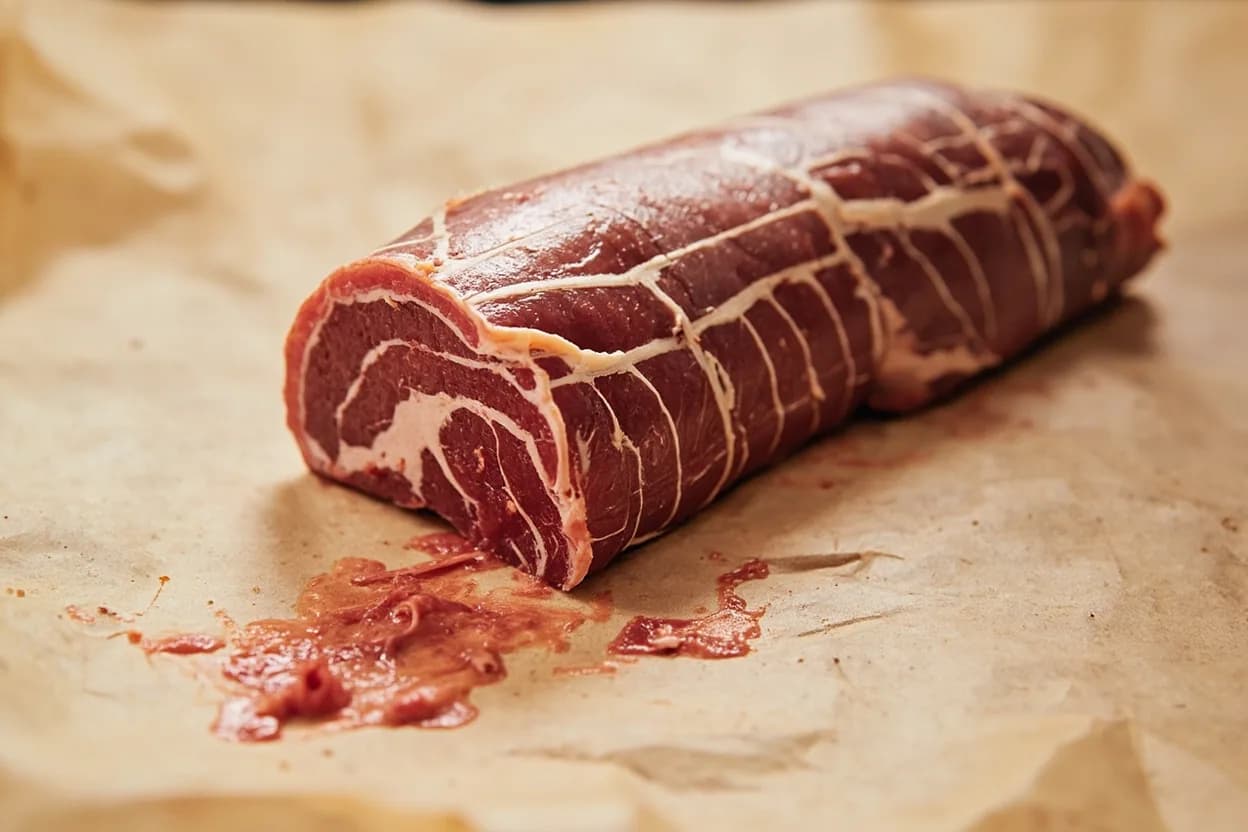 Where the terrine slicing thickness lives on the source. Not anatomical — a cold-kitchen cutting standard applied along the transverse axis of a rectangular terrine mold after the preparation has set overnight under refrigeration or pressing.