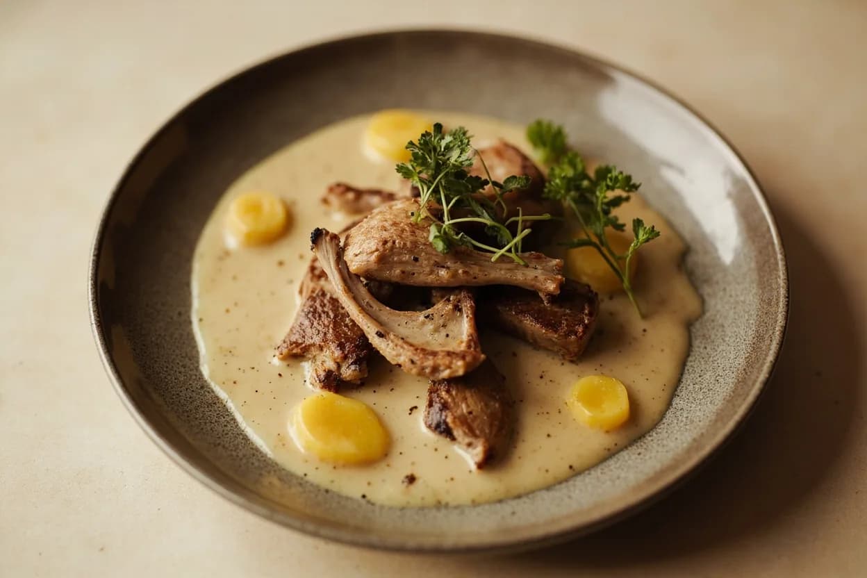Veal Primal Cuts prepared the canonical way — Veal Milanese (scallopine, leg primal). Rack and loin: roast at 200–220°C to an internal temperature of 60–63°C (medium); the lack of fat means the rack dries quickly past this point. French the bones for presentation and use a thermometer.