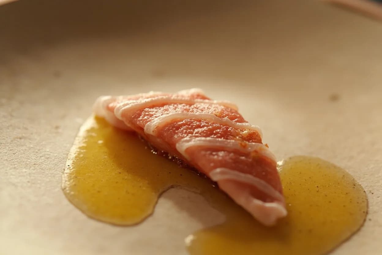Ankimo (Monkfish Liver) Set Point in practice — Ankimo ponzu (cold steamed liver with ponzu dressing). Success with ankimo depends more on cleaning than on cooking temperature.