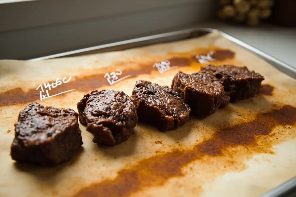 Beef: Medium-Well in context — the stages just below and above, side-by-side. Medium-well occupies the stage between medium and well-done, with an internal temperature of approximately 68°C (155°F). Target reference 68°C / 155°F.