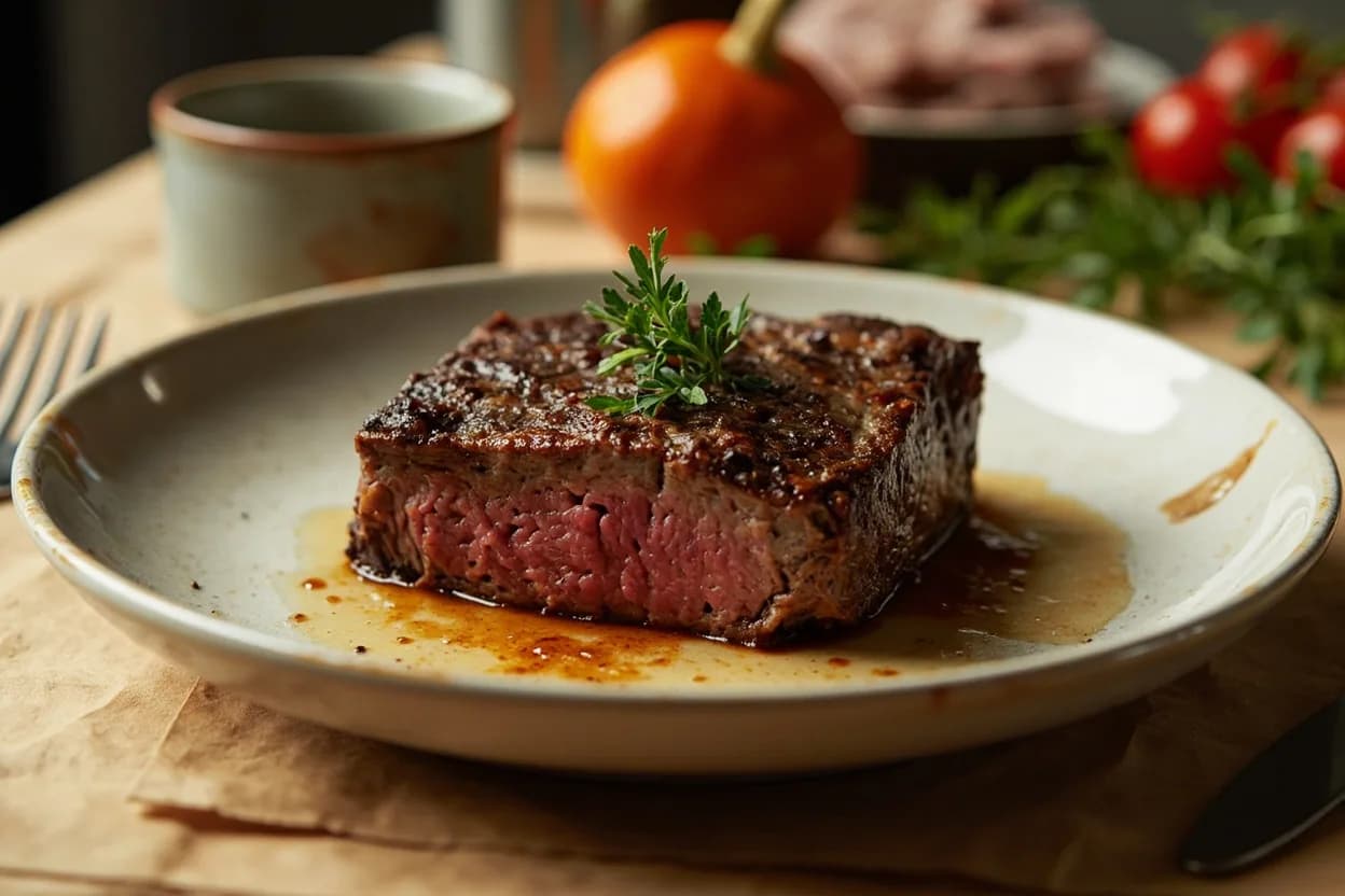 Beef: Rare in practice — Entrecôte saignant (French bistro). In French cuisine, 'saignant' has been the default preference for good-quality beef for centuries.