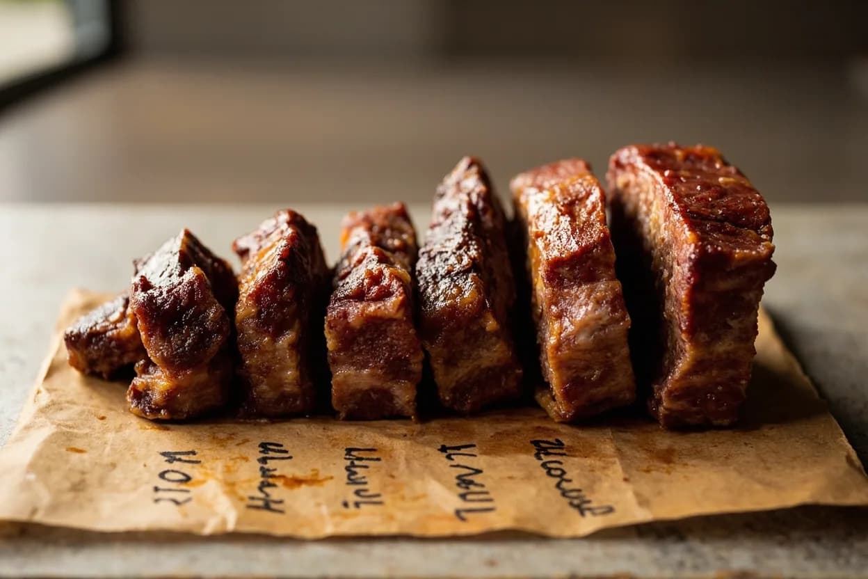 Beef Ribs Done Temperature in context — the stages just below and above, side-by-side. Beef ribs — whether meaty back ribs or beef plate short ribs — are a collagen-dense cut that must reach 200–205°F (93–96°C) internal temperature before they are tender. Target reference 93°C / 200°F.