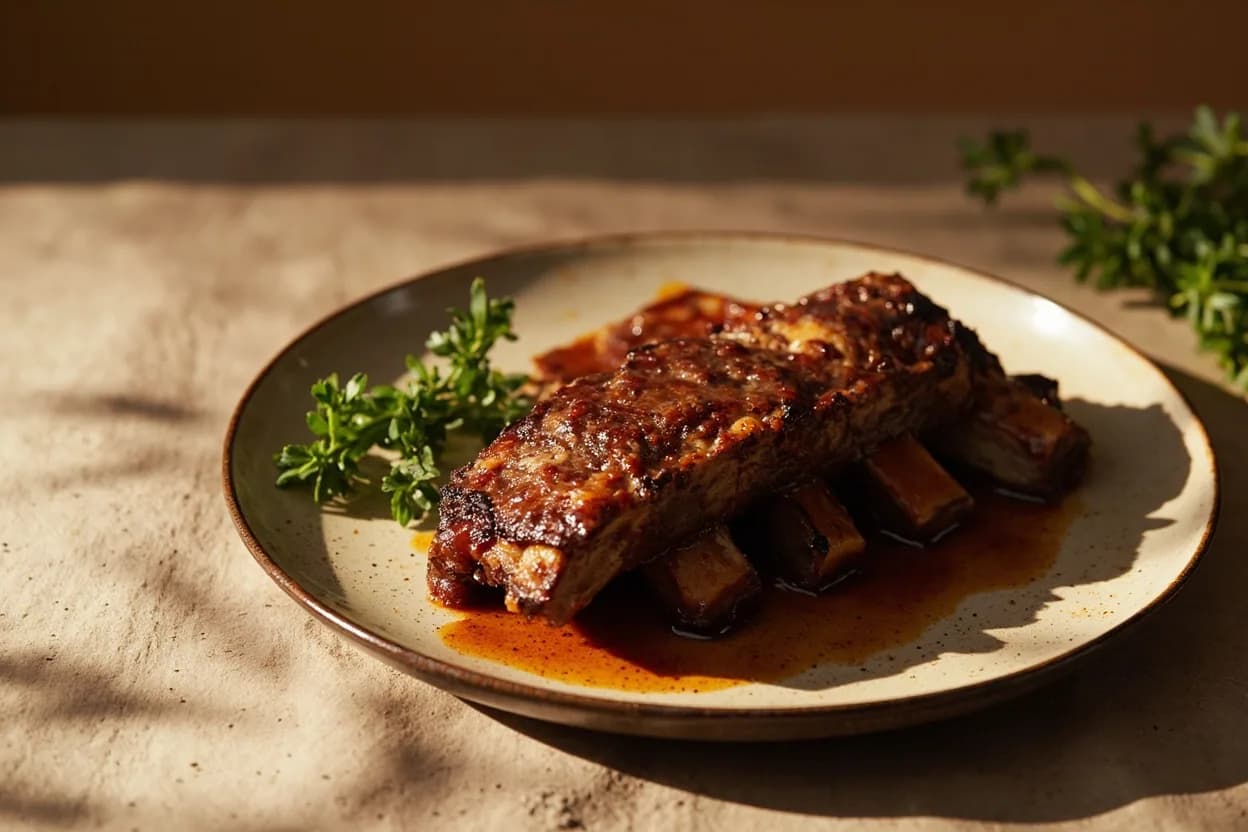 Beef Ribs Done Temperature in practice — Texas-style smoked beef plate short ribs. Beef plate short ribs (NAMP 123) carry dramatically more meat than back ribs (NAMP 124) and benefit most from the 200–205°F target.