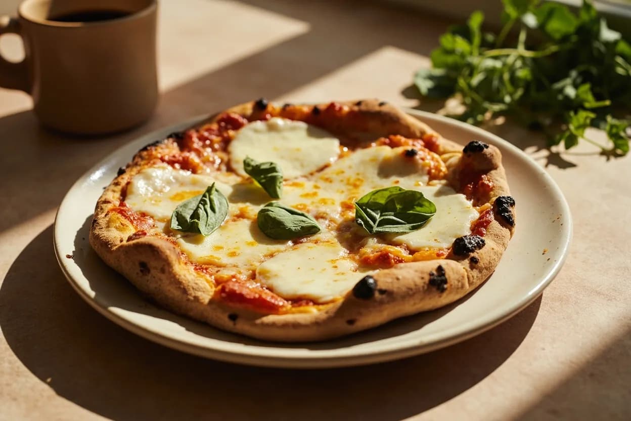 Cheese Melting & Stretch Temperature in practice — Neapolitan pizza margherita. Acid-set cheeses (paneer, halloumi, ricotta, queso blanco) use an acid rather than rennet to coagulate the curd.
