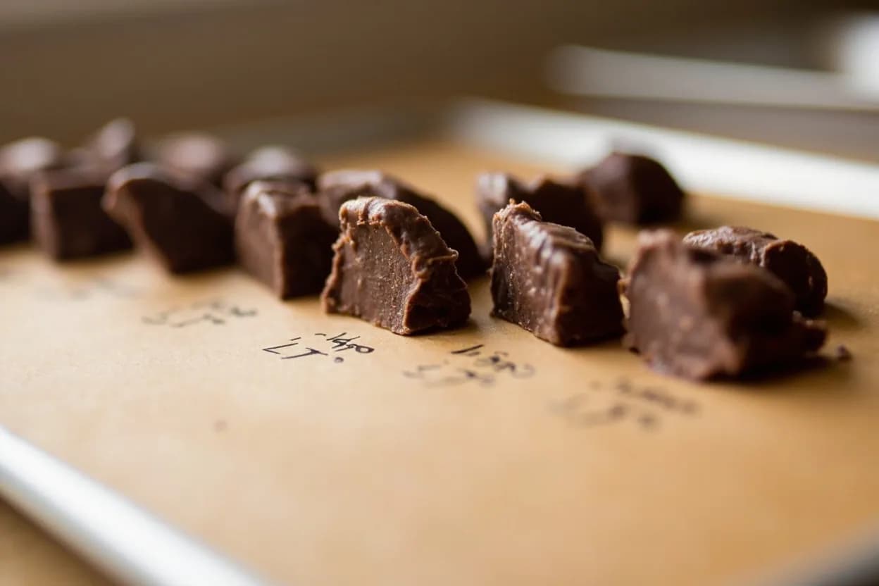 Chocolate Tempering: Dark Chocolate in context — the stages just below and above, side-by-side. Tempering dark chocolate is a three-stage temperature protocol that guides cocoa butter through a controlled crystallization sequence, ending with a predominance of stable Form V (beta-2) polymorphic… Target reference Melt 50–55°C (122–131°F) → cool 27°C (81°F) → reheat 31–32°C (88–90°F).
