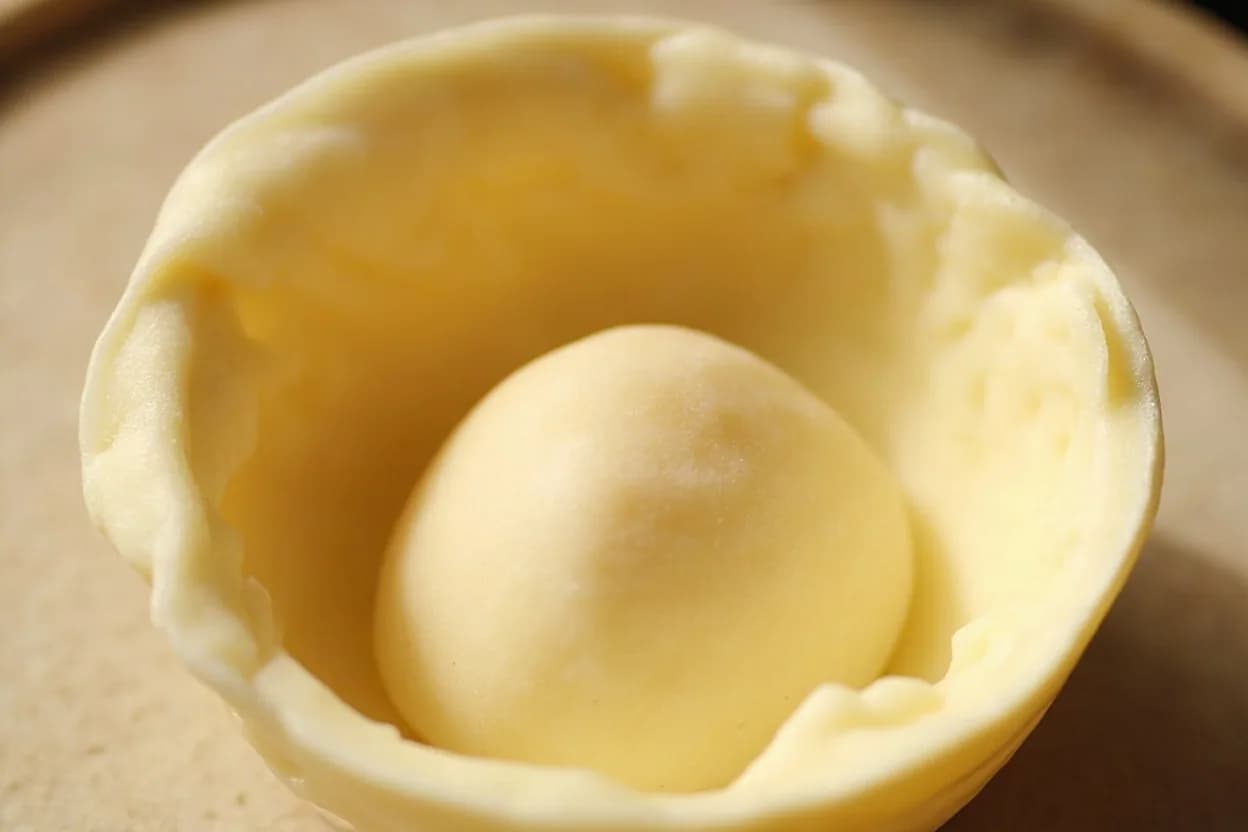 Chocolate Tempering: White Chocolate at Melt 40–45°C (104–113°F) → cool 25°C (77°F) → reheat 27–28°C (81–82°F). Without cocoa mass to absorb heat or milk fat to moderate crystal formation, white chocolate's cocoa butter crystallizes in a very narrow temperature band. Visual cues: At 27–28°C, white chocolate flows like a slightly thick cream — not watery, not stiff, A smear on marble or parchment sets with a creamy-ivory gloss in 3–4 minutes; bloom shows as a dull, chalky surface, The texture in the bowl thickens perceptibly as it approaches 25°C during cooling — this is normal and desirable.