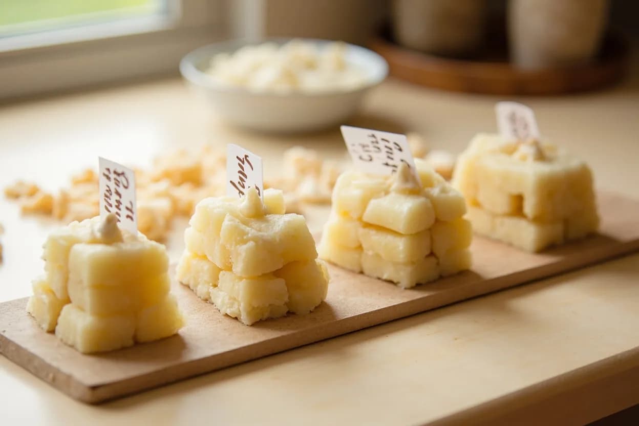 Coconut Milk Split Point in context — the stages just below and above, side-by-side. Coconut milk is a natural oil-in-water emulsion stabilised by phospholipids and proteins from the coconut flesh. Target reference 80–85°C (176–185°F) sustained; higher heat accelerates splitting.