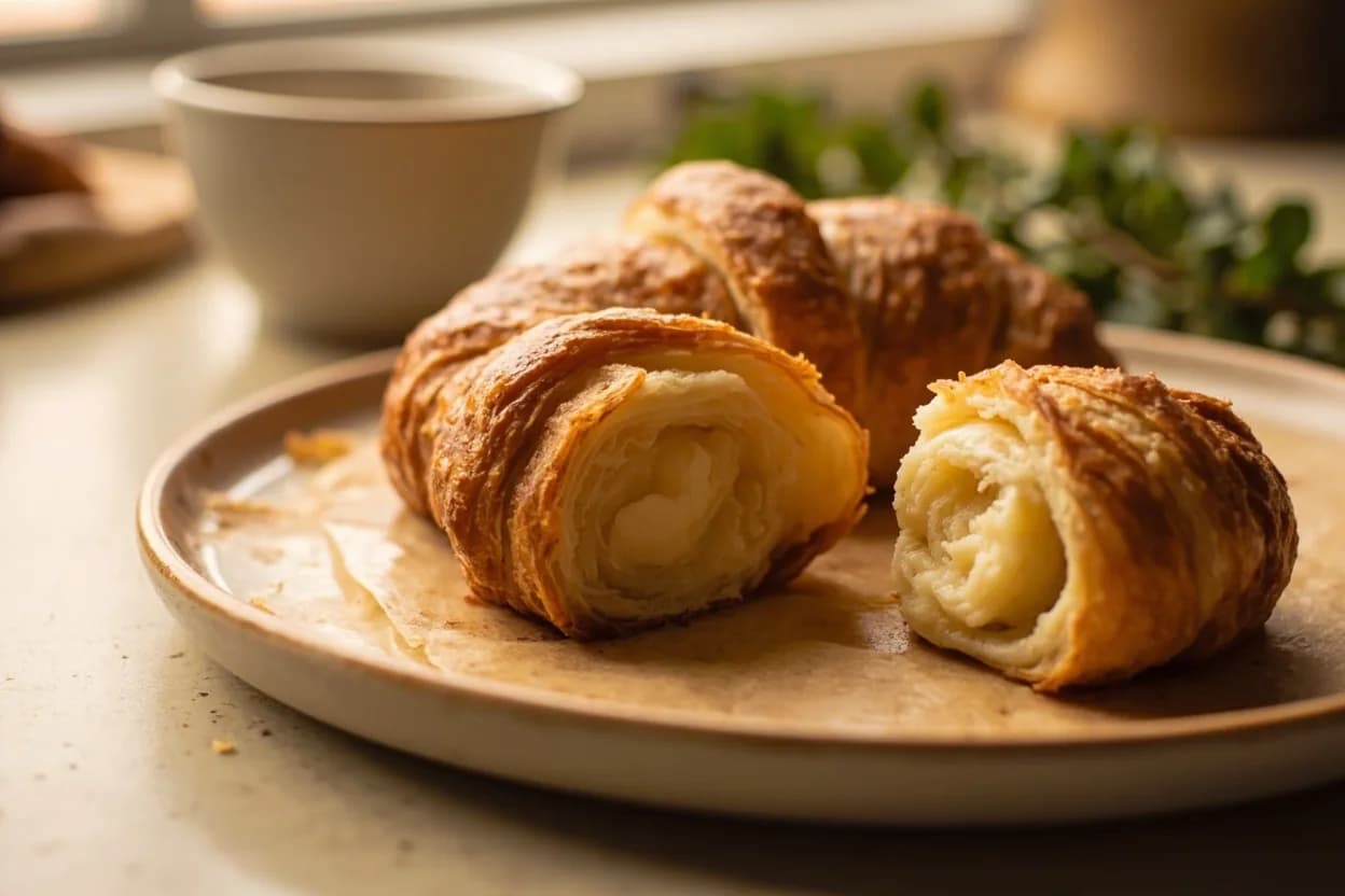 Croissant Internal Temperature in practice — Classic French croissant. Most lean artisan breads need to reach 95–99°C (203–210°F) to fully drive off excess moisture and set the crumb.