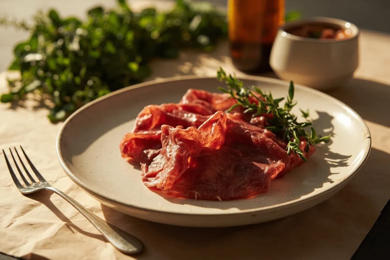 Cured Meat Water Activity Target in practice — Bresaola (whole-muscle air-dried beef). Professional charcutiers without Aw meters use weight loss from green (fresh, unsalted) weight as a reliable proxy.