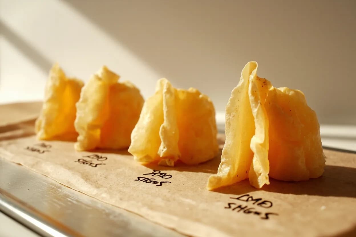 Egg Drop Ribbon Consistency in context — the stages just below and above, side-by-side. Egg drop ribbon consistency is the specific doneness state of eggs set by the heat of a hot, simmering liquid rather than a pan. Target reference 85°C / 185°F.