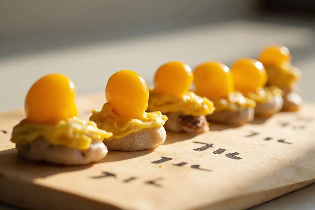Egg: Soft Scramble vs. Firm Set in context — the stages just below and above, side-by-side. Scrambled eggs exist on a continuum between a barely-coagulated, flowing custard and a fully set, dry mass. Target reference Soft scramble: 65–70°C (149–158°F); firm set: 75–80°C (167–176°F).