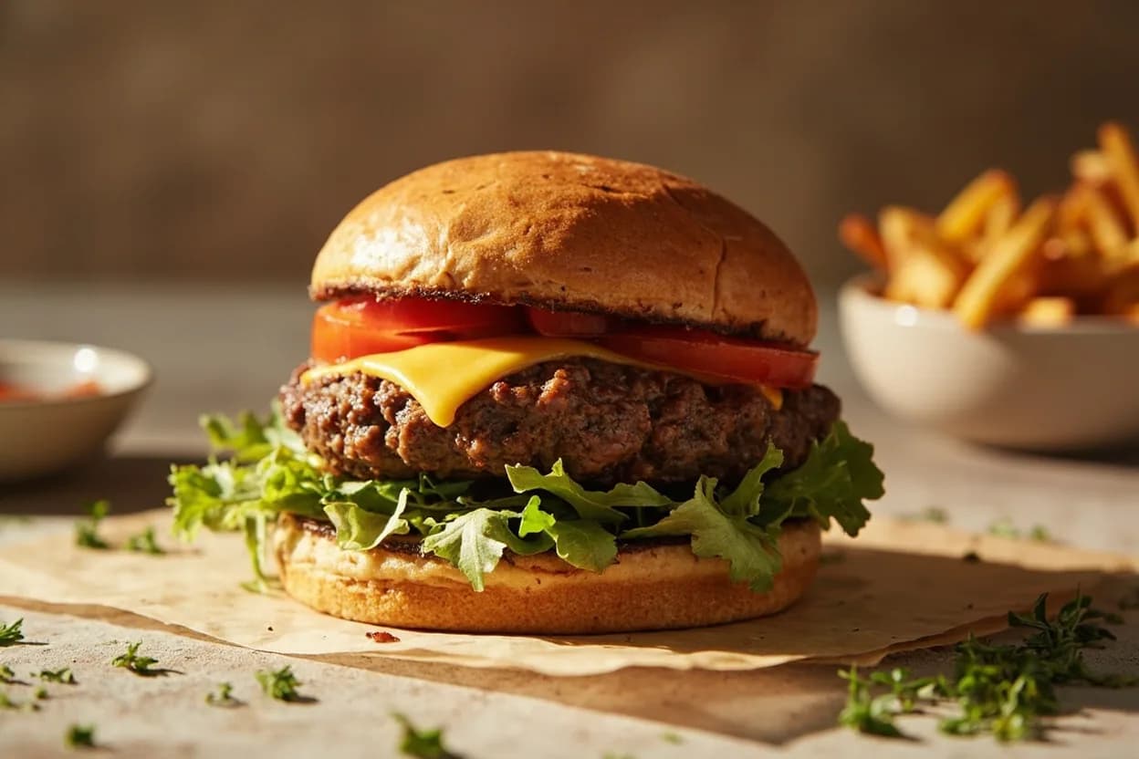 Ground Beef Safe Temperature in practice — Hamburger and cheeseburger. A persistent and dangerous misconception holds that pink equals unsafe and grey equals safe for burgers.