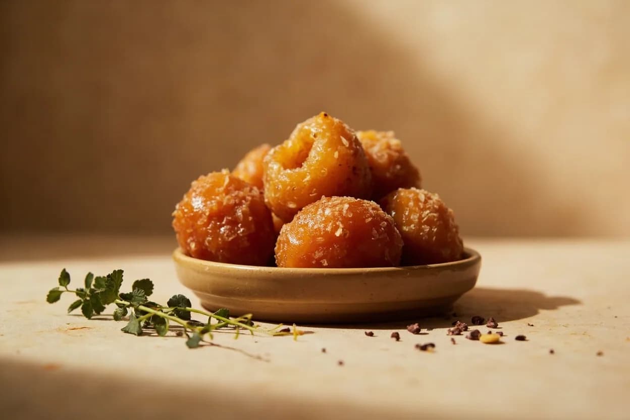 Khoya Reduction Stage in practice — Gulab jamun (chikna khoya dough). Unattended khoya scorches rapidly at the base once the mass thickens.