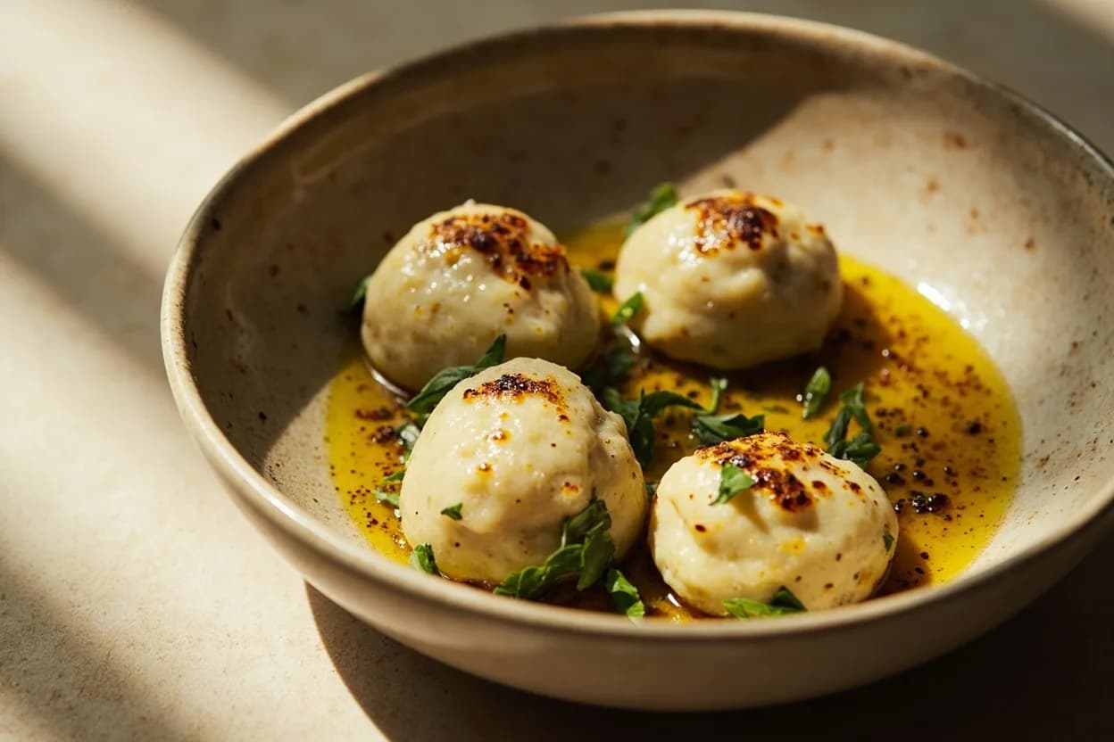 Labneh Draining: Soft vs. Firm Set in practice — Labneh bil zayt (labneh balls in olive oil with herbs, Levantine). Full-fat yogurt (3.