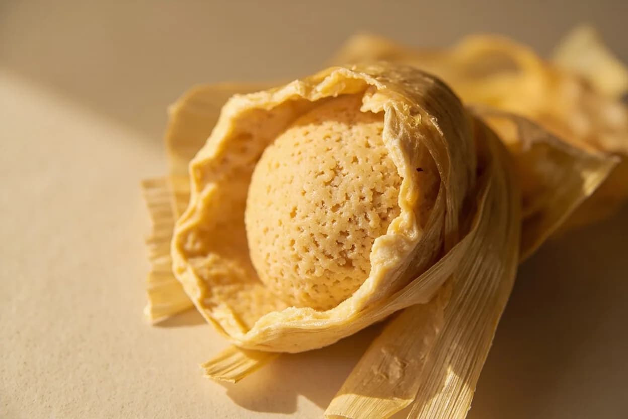Masa Readiness (Float Test) at range. When lard or vegetable shortening is beaten into masa harina or fresh masa, the mechanical action incorporates air bubbles into the fat matrix surrounding starch granules. Visual cues: Masa that is ready feels light, almost fluffy, and slightly sticky — not dense or clay-like, When spread on a corn husk, ready masa holds its position without sliding off, A pinched ball of ready masa holds its shape cleanly without cracking at the edges.