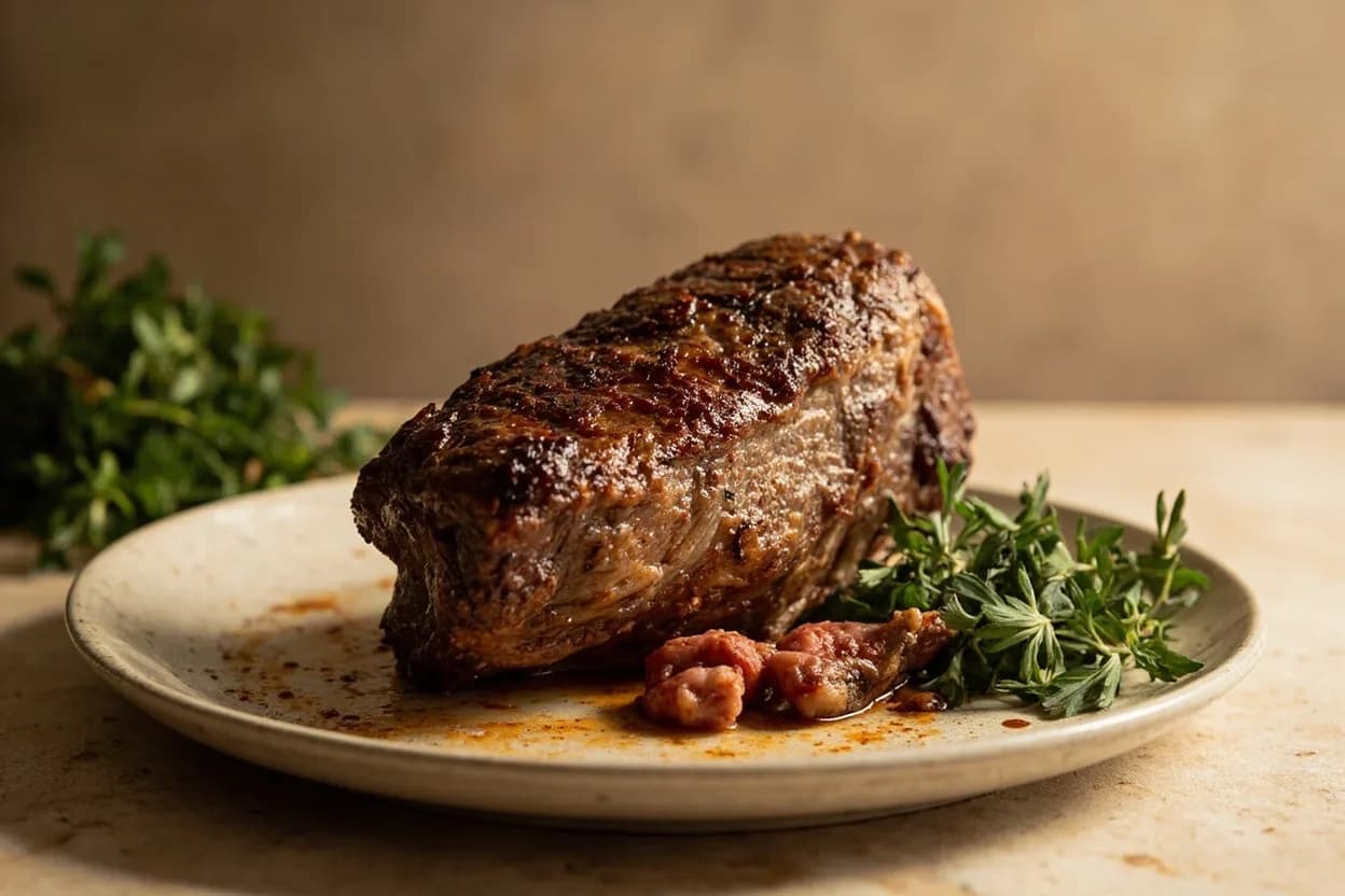 Meat Carryover Temperature Rise in practice — Prime rib / standing rib roast. Thin steaks (under 1 inch): 2–4°F carryover; pull at target minus 3°F.