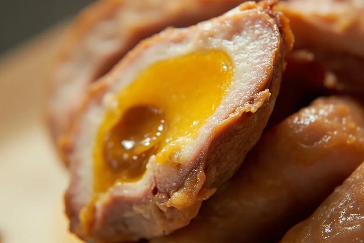 Poultry: Safe Internal Temperature at 74°C / 165°F. At 74°C, the major structural proteins of poultry muscle (myosin and actin) have both fully denatured. Visual cues: Juices run clear or faintly yellow when the thickest part is pierced — no pink or red liquid, Meat near the bone shows no translucency or pink color (though note: some naturally pink myoglobin near bone can persist even at safe temps in young birds), Flesh feels firm and springs back when pressed; no raw or gelatinous give.