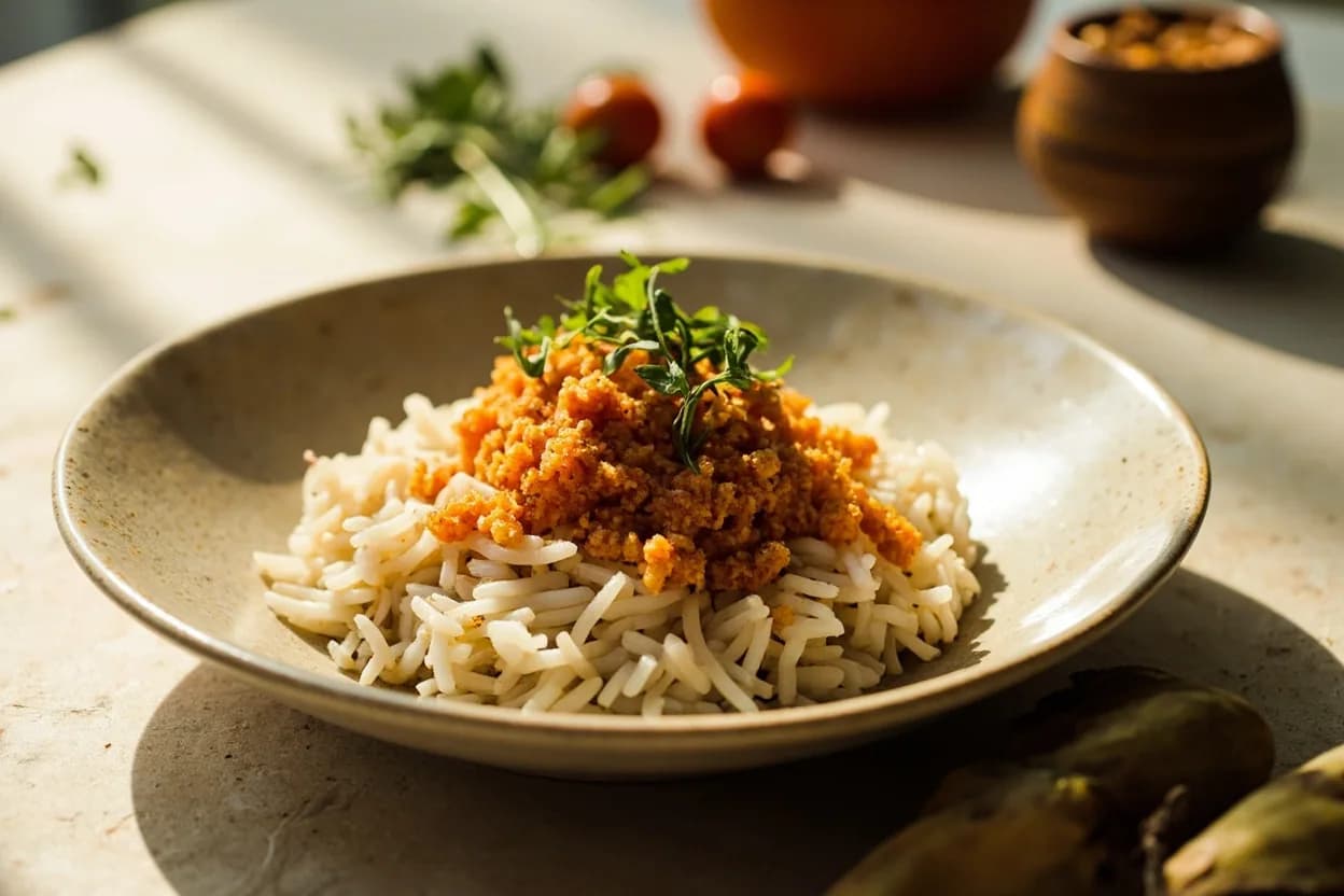 Rice: Absorption & Steam-Off Endpoint in practice — Persian chelo rice with tahdig. The water-to-rice ratio governs when the absorption endpoint arrives and whether the rest can complete the cook.