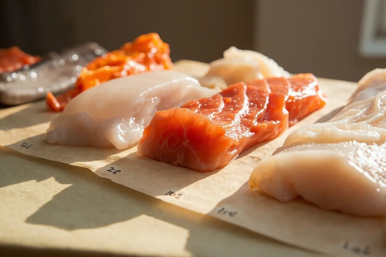 Sashimi-Grade Fish: Raw Safety Standards in context — the stages just below and above, side-by-side. Sashimi-grade (or sushi-grade) is an informal industry term indicating fish has undergone a validated freezing protocol sufficient to destroy parasites — primarily nematodes (Anisakis), tapeworm larv… Target reference -20°C / -4°F.