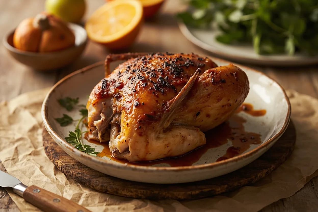 Smoked Turkey Breast Target in practice — Pit-smoked Thanksgiving turkey. Bone-in turkey breast smokes more evenly because the bone acts as a thermal conductor distributing heat from inside, and the natural fat cap above the bone self-bastes during cooking.