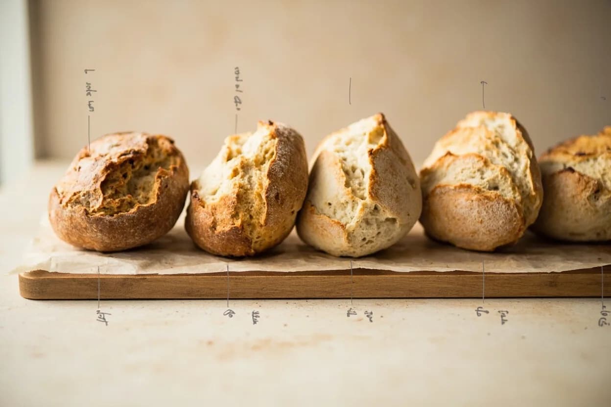 Sourdough Bulk Fermentation Cues in context — the stages just below and above, side-by-side. Bulk fermentation (or 'first rise') is the extended fermentation phase after mixing and before shaping, during which wild yeast produces CO₂ (inflating the dough) and lactic acid bacteria generate or… Target reference Dough temperature 24–26°C (75–79°F) optimal; bulk duration varies 4–12 hours depending on temperature and starter percentage.