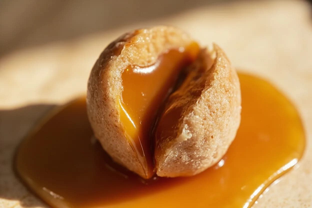 Sugar: Firm Ball Stage at 119–121°C (246–250°F). At 119–121°C the syrup has lost enough water (roughly 12–14% moisture remains) that the dissolved sugar network becomes considerably stiffer on cooling. Visual cues: A ball formed in ice water holds its shape in the hand but can be dented with firm thumb pressure and does not spring back, The syrup forms a thick, slow ribbon falling from a spoon that does not break into drops, Bubbles on the pan surface are small and dense, and the syrup has noticeably deepened in colour if making caramel.