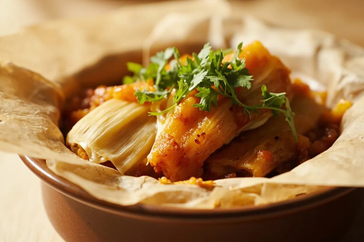 Tamale Steam Set Point in practice — Tamales de rajas con queso. Corn husks and banana leaves conduct and trap steam differently.
