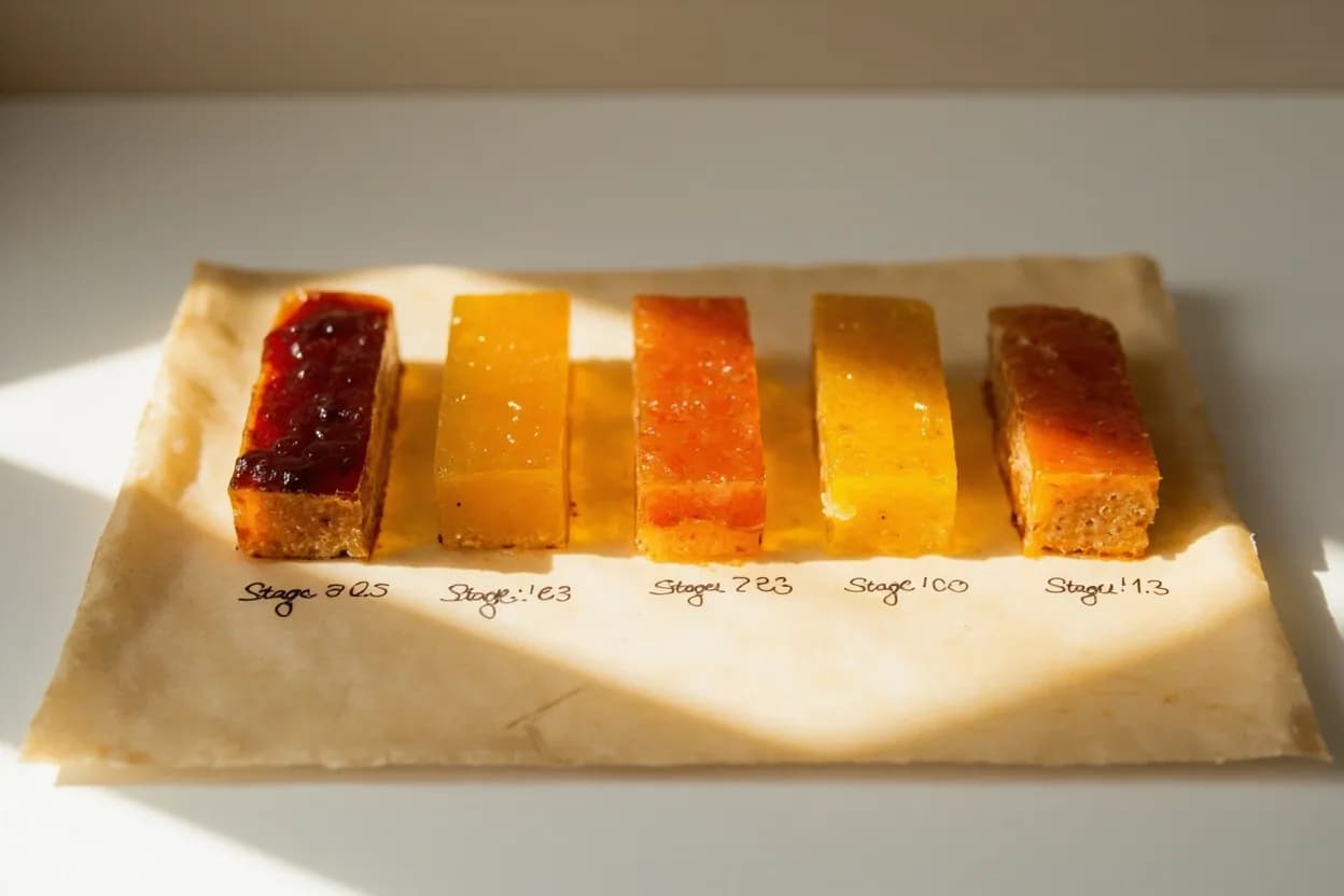 Vinegar Acetification Temperature in context — the stages just below and above, side-by-side. Vinegar acetification temperature describes the ambient heat maintained during the second fermentation stage of vinegar production, when Acetobacter and related acetic acid bacteria (AAB) oxidize eth… Target reference 24–29°C (75–84°F).