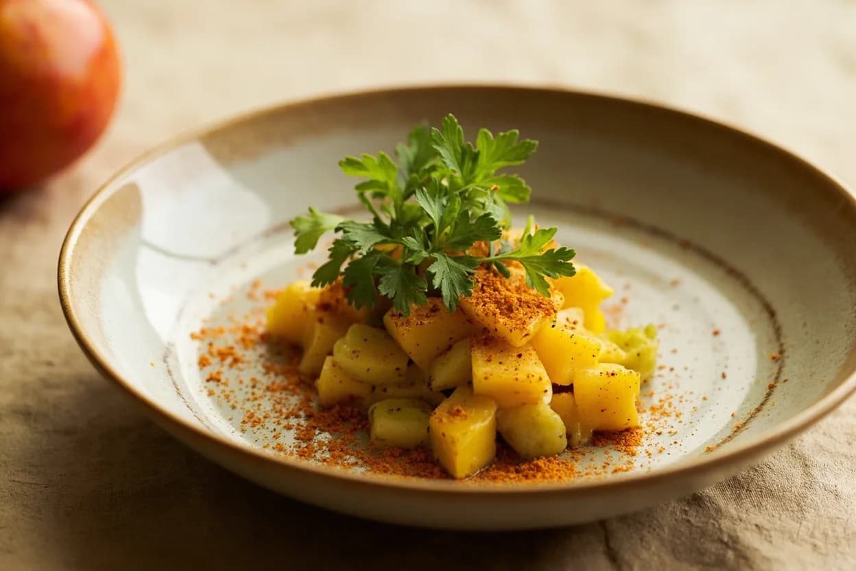 Amchur (Dried Mango Powder) in its element — Chaat masala. Adventurous crossover: Guacamole — A pinch of amchur in guacamole in place of (or alongside) lime juice adds a fruitier, more tropical dimension to the tartness — and stays drier, preventing the guacamole from weeping..