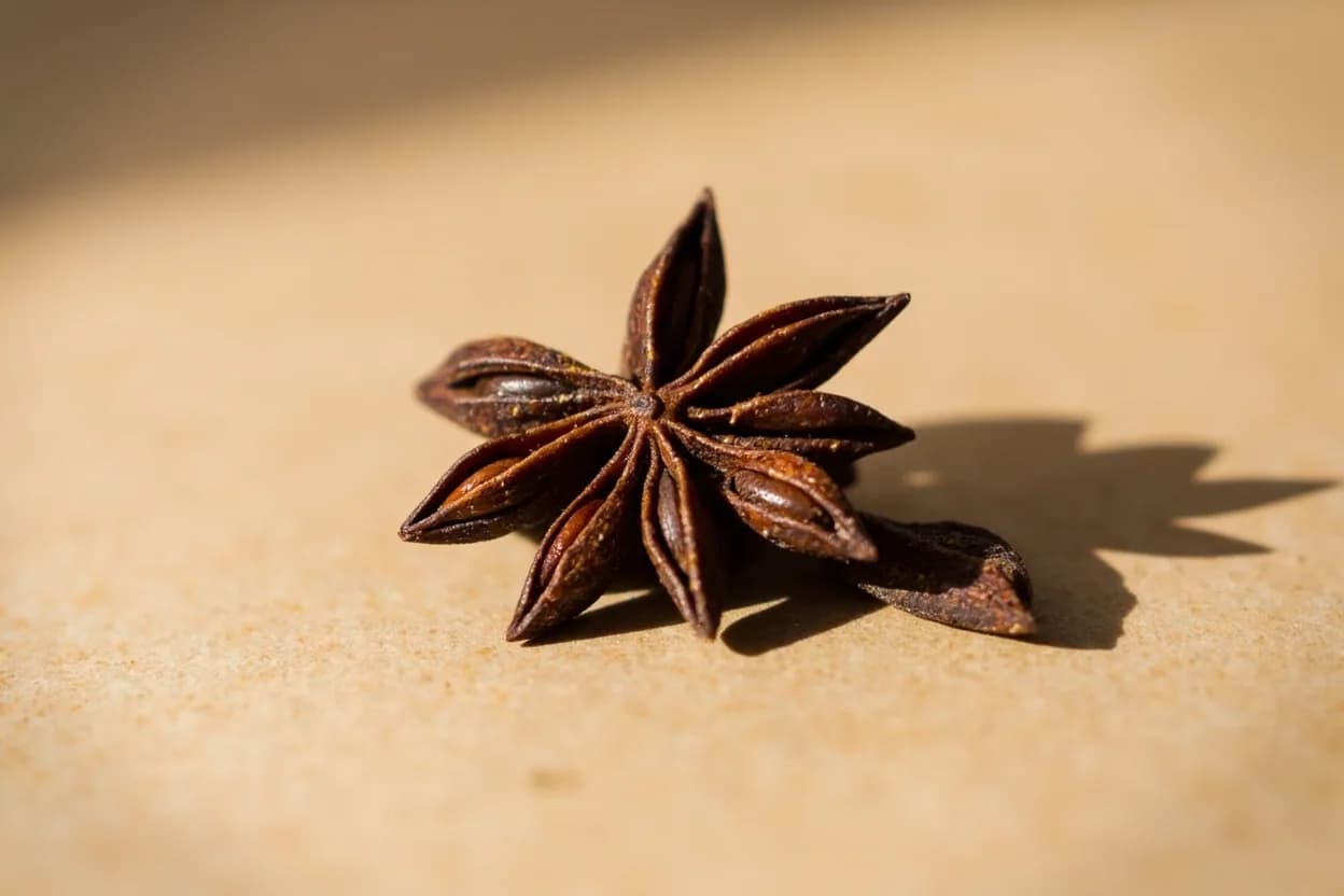 Anise in its natural form. Anise is the dried fruit of Pimpinella anisum, a flowering herb native to the eastern Mediterranean and Southwest Asia. Tasting profile: clean, sweet licorice (trans-anethole), floral, almost candy-like high note, mild camphor freshness, warm, gentle spice on the finish.