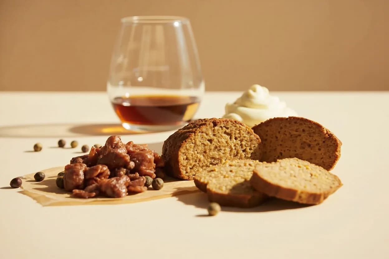 Cognac paired with Cream (heavy cream, crème fraîche) (French) — the canonical affinity made visible. The canonical French pan-sauce pairing: cognac deglazes the pan, cream adds body and fat, and the alcohol binds the emulsion — classic steak au poivre and Norman chicken rely on this.