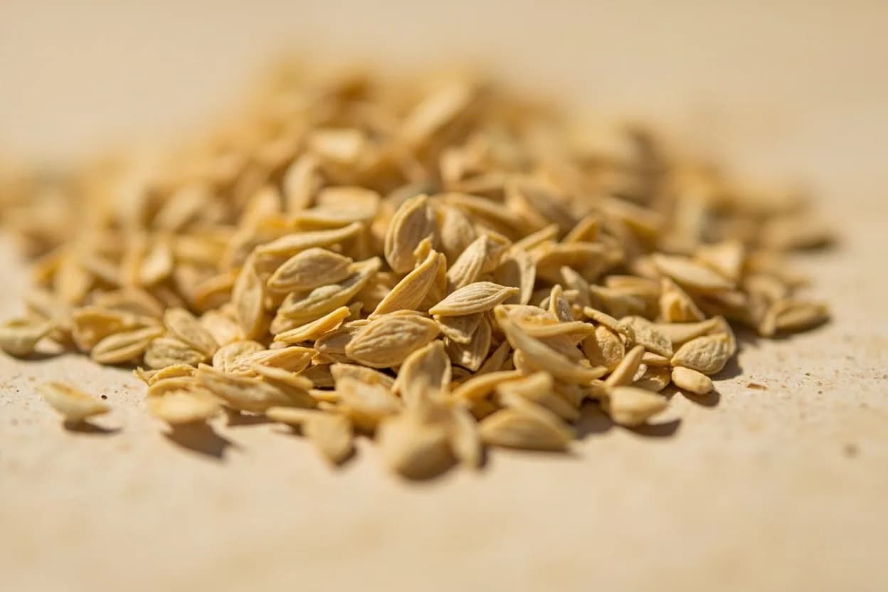 Coriander Seed in its natural form. The dried ripe fruit of Coriandrum sativum, coriander seed bears almost no relation in flavour to its leaves. Tasting profile: Fresh orange zest (linalool), Warm nuttiness — toasted pastry crust, Subtle floral — jasmine undertone, Soft cedar / pine resin (alpha-pinene).