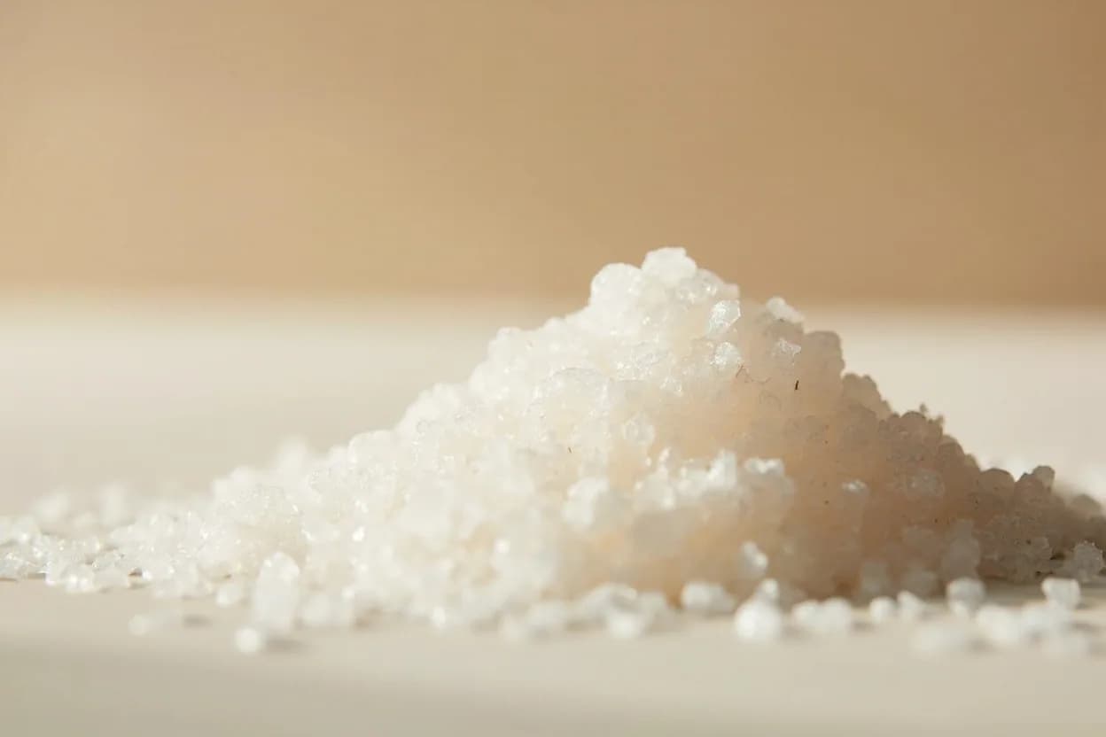 Fleur de Sel in its natural form. Fleur de sel forms when conditions in shallow salt marshes (marais salants) align perfectly: hot sun, low humidity, and a light wind cause sodium chloride crystals to nucleate at the surface of brine… Tasting profile: clean, pure salinity without bitterness, faint oceanic mineral (magnesium chloride), mild brine from trapped moisture, delicate floral sweetness — the 'flower' character.