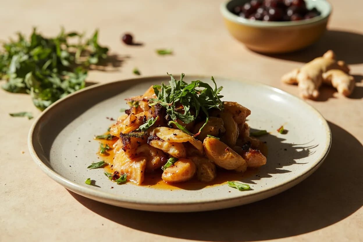 Ginger in its element — Indian curry masalas and dal. Adventurous crossover: Dark chocolate — The bitterness and floral tannin of high-cacao chocolate harmonize with ginger's spice — used in chocolate ginger truffles, modern pastry, and Mexican mole inspiration..