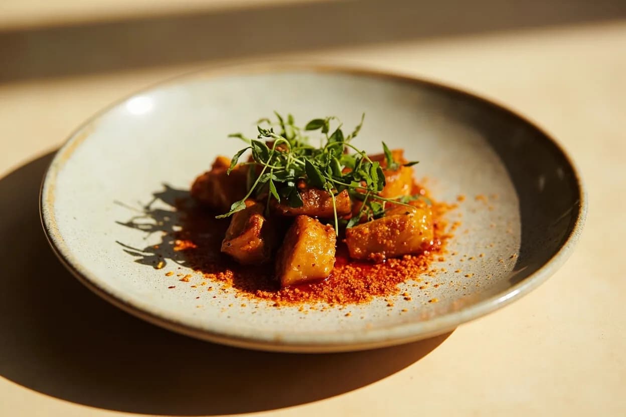 Gochugaru in its element — Kimchi (baechu-kimchi). Adventurous crossover: Miso — Korean-Japanese bridge: gochugaru stirred into white miso for a dipping sauce or marinade captures both countries' umami-meets-heat profiles..