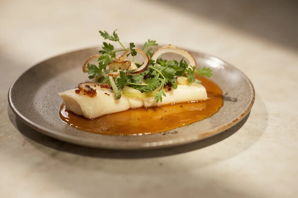 Lardo in its element — Crostini di lardo (Colonnata, Tuscany). Adventurous crossover: Miso-glazed radish — Fermented umami and bitter earthiness provide a Japanese-Italian bridge; lardo melts over roasted radish into a silky, salty glaze..