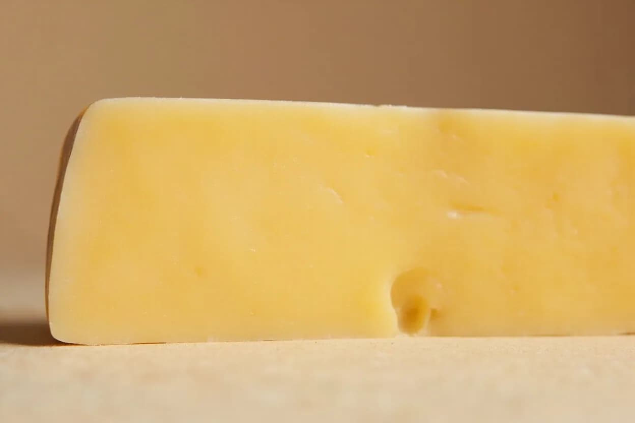 Manchego in its natural form. Manchego DOP is made from the milk of the Manchega breed of sheep on the high plateau of Castilla-La Mancha. Tasting profile: lanolin and sheep's milk fat, toasted almond and hazelnut, buttery, slightly waxy base, grassy, herbal freshness in young examples.