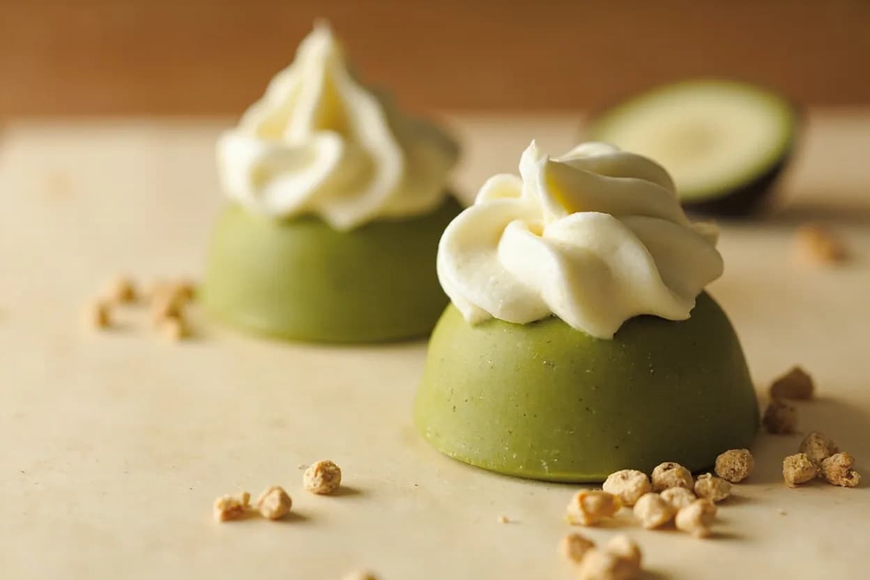 Matcha paired with White chocolate (Japanese-French patisserie) — the canonical affinity made visible. White chocolate's cocoa butter sweetness and vanilla tone are the perfect fat-soluble carrier for matcha's bitter-grassy compounds; the bitterness of matcha cuts white chocolate's cloying sweetness in a ganache or mouss…