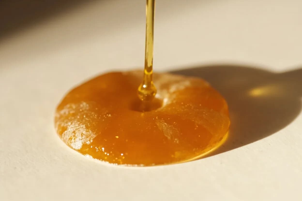 Mirin in its natural form. Mirin is a sweet Japanese condiment wine made from glutinous rice (mochigome), rice koji, and shochu. Tasting profile: rich, concentrated sweetness (glucose + maltose), fermented depth and gentle acidity, umami from koji amino acids, caramel and toasted-rice notes when reduced.