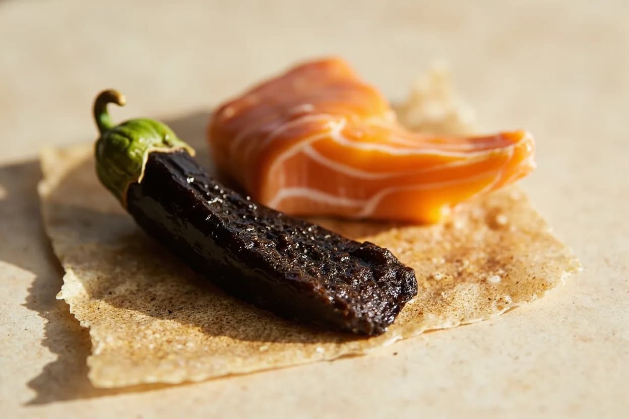 Miso paired with Dashi (kombu and katsuobushi stock) (Japanese) — the canonical affinity made visible. The canonical pairing — the most elemental bowl of miso soup is miso dissolved into dashi.
