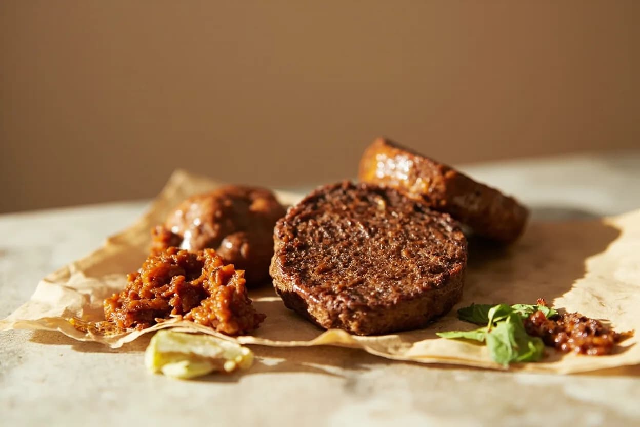 Mitmita paired with Kitfo (Ethiopian) — the canonical affinity made visible. Mitmita is the defining seasoning of this Ethiopian spiced raw beef tartare — dusted directly into the minced meat alongside niter kibbeh, it supplies both heat and the signature aromatic character.