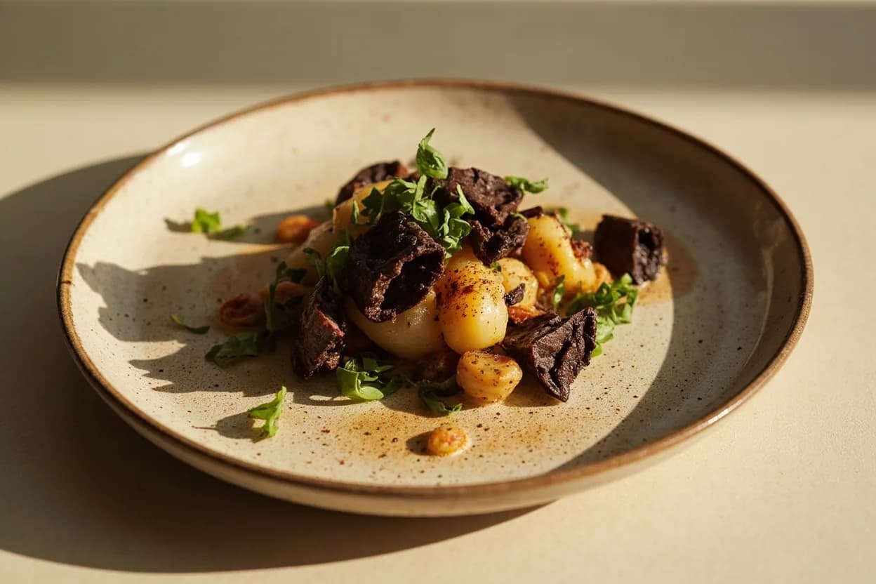 Mitmita in its element — Kitfo (Ethiopian spiced beef tartare). Adventurous crossover: Dark chocolate (70%+) — The cardamom-clove register in mitmita echoes classic Mexican mole reasoning — a pinch in a ganache or hot chocolate produces a complex, warming bitterness..
