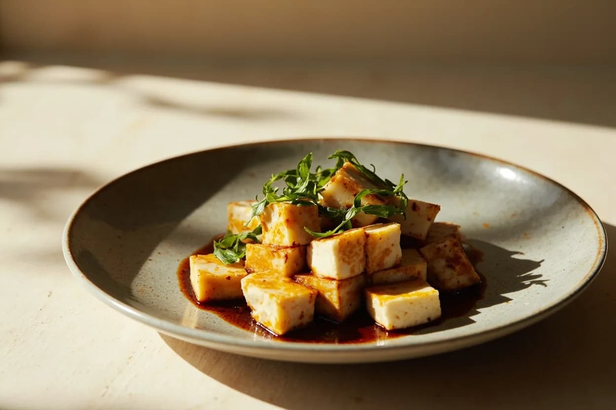 Paneer in its element — Palak paneer. Adventurous crossover: Soy sauce and sesame oil (Indo-Chinese style) — Indo-Chinese cuisine — a real regional tradition in Calcutta and Mumbai — uses paneer in place of tofu in chilli paneer: wok-tossed with bell peppers, soy, and vinegar..