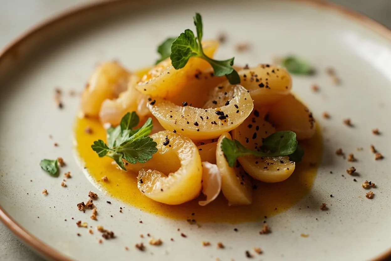Passion Fruit in its element — Pavlova topping (Australian and New Zealand). Adventurous crossover: Foie gras — The fruit's acidity cuts through extreme richness with elegance; a classic of avant-garde French cuisine — passion fruit coulis with pan-seared foie gras..