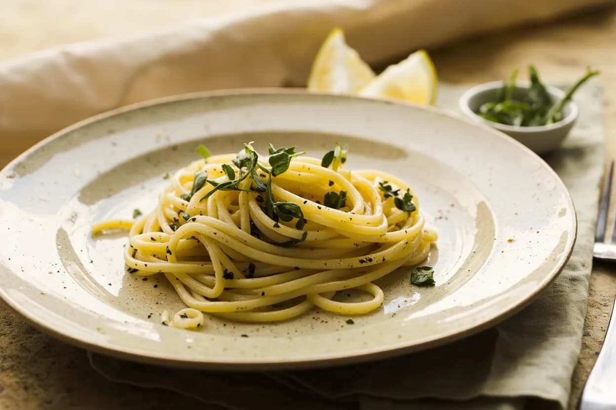 Preserved Lemon in its element — Chicken tagine with preserved lemon and olives (Morocco). Adventurous crossover: Pasta with butter and herbs — A teaspoon of minced preserved lemon rind stirred into spaghetti aglio e olio or a simple butter-herb pasta replaces the lemon zest and capers in a single ingredient — more complex, less sharp..