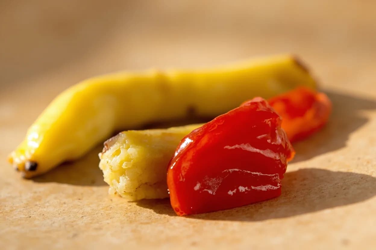 Rocoto paired with Potato (papa criolla, papa amarilla) (Peruvian) — the canonical affinity made visible. The Andean staple and rocoto are natural companions — the starchy sweetness of native yellow or criolla potatoes absorbs rocoto's bite and provides a neutral backdrop for its fruity heat.